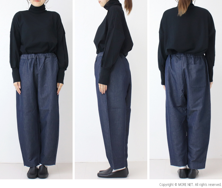 プリット prit ニットデニムスロウパンツ P70603 日本製 ワイド テーパード ウエストゴム レディース 2025秋冬 裾直し対象外 | prit | 06