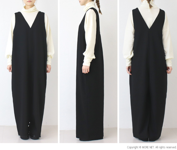 プリット prit 30/2ツイルストレッチ裏起毛 Vネックオールインワン P70620 サロペット ロング丈 日本製 レディース prit（プリット） prit 30/2ツイルストレッチ裏起毛 Vネック