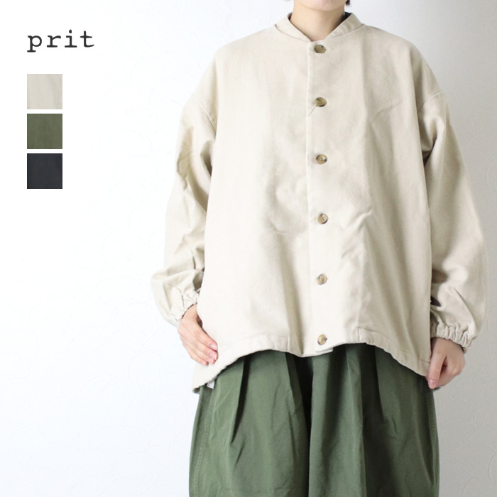 プリット prit 甘撚ドビースエード起毛 ネルーカラー裾ヒモショートブルゾン P80605 アウター ジャケット 日本製 レディース prit（プリット） 甘撚ドビースエード起毛 ネルーカラー裾ヒモショート