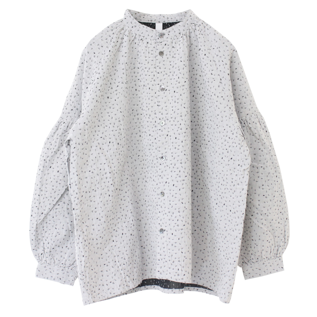 prit（プリット） ピースジャガード スタンドカラーギャザーブラウス