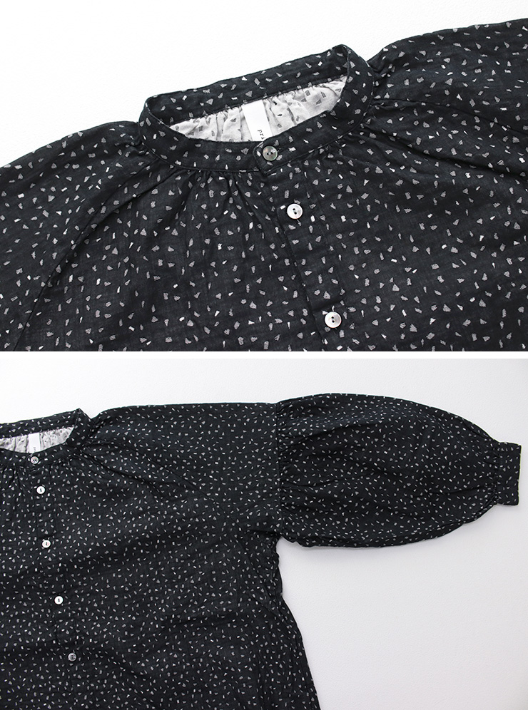 prit（プリット） ピースジャガード スタンドカラーギャザーブラウス