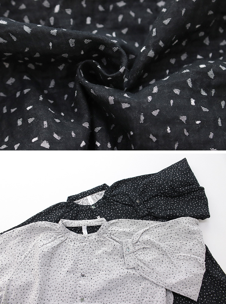 prit（プリット） ピースジャガード スタンドカラーギャザーブラウス