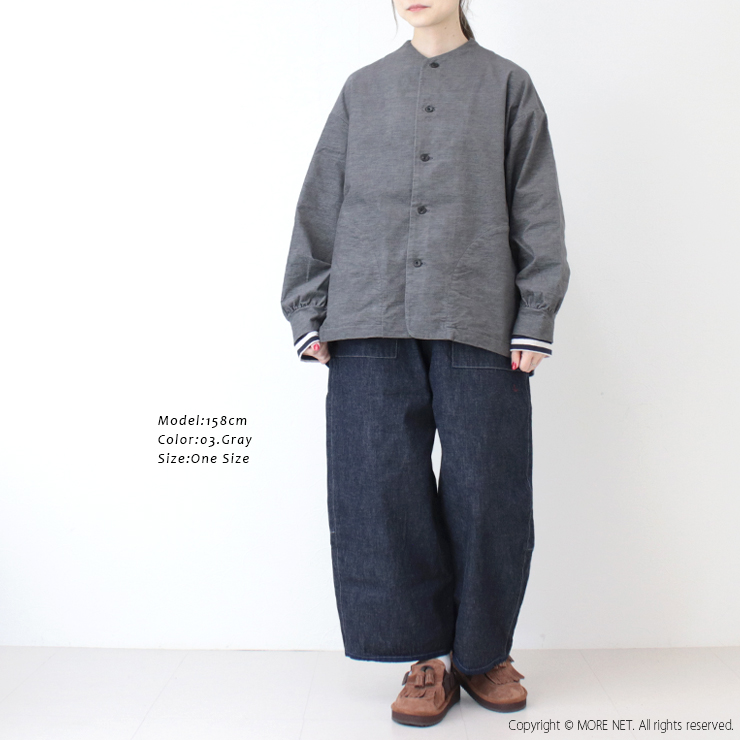美品⭐︎prit プリット　デニムオーバーサイズジャケット　ノーカラー　反応染め prit（プリット） ストレッチ別珍ノーカラージャケット P80640 日本製
