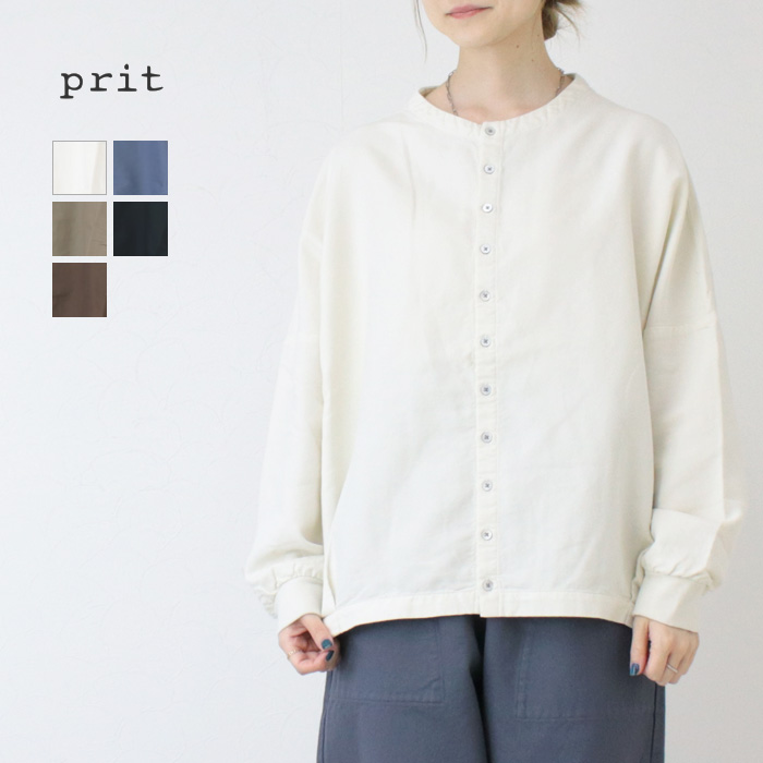 SOIL（ソイル） コットンボイルドットプリント バンドカラーフレンチ