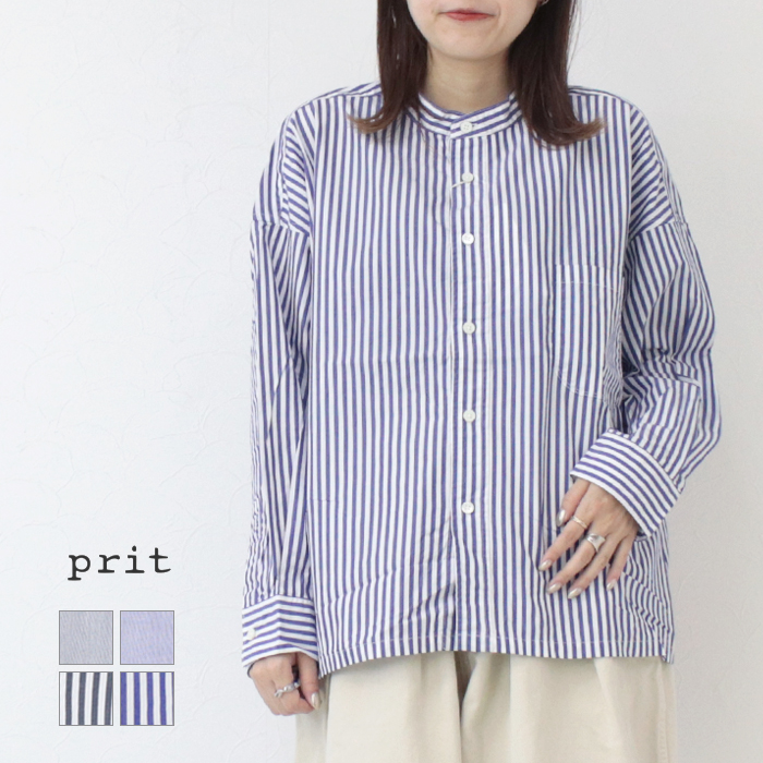 美品♡ プリット コットンリネン　スタンドカラー　シャツ　ブラウス　羽織り 楽天市場】prit プリット（シャツ・ブラウス｜トップス