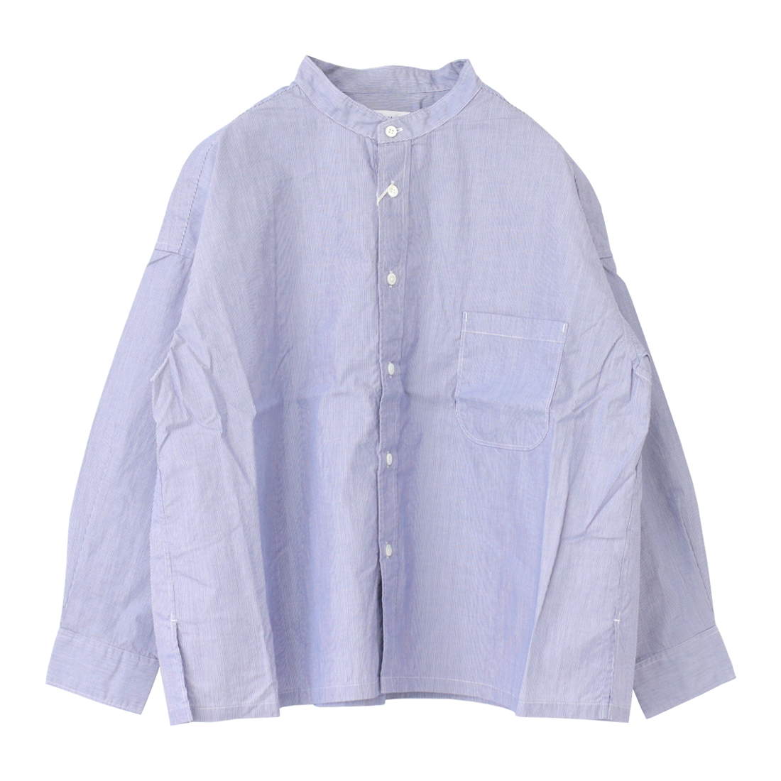 プリット prit ブロードストライプスタンドカラービッグシャツ P80650 日本製 長袖 ワイド 羽織 レディース prit（プリット） ブロードストライプスタンドカラービッグシャツ