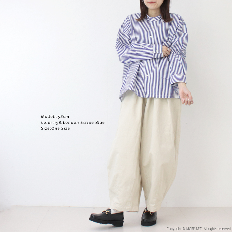 prit（プリット） ブロードストライプスタンドカラービッグシャツ