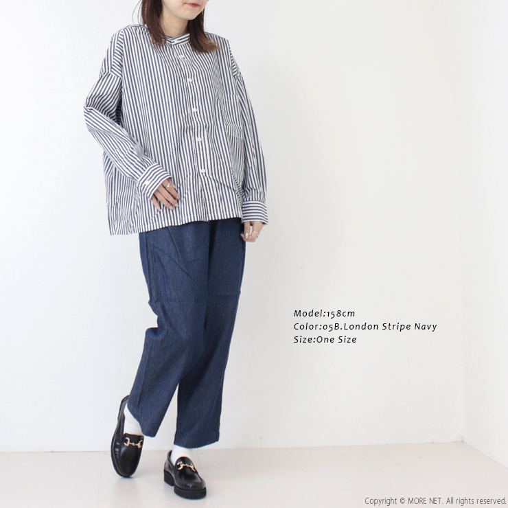 prit（プリット） ブロードストライプスタンドカラービッグシャツ