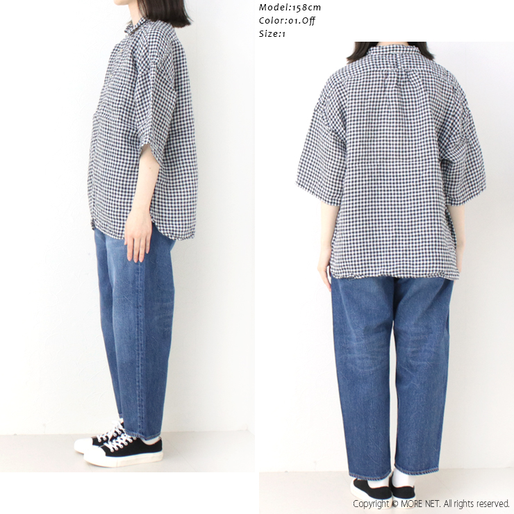 プリット prit ギンガムチェックリネンバルーンパンツ 美品 prit（プリット） フレンチリネンギンガムチェック5分袖レギュラー