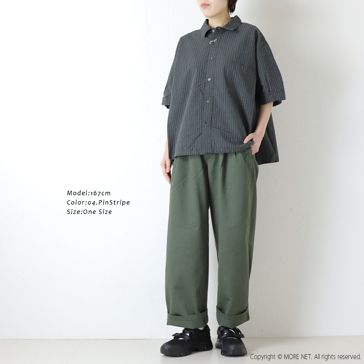 prit（プリット） コットンリネンウェザー近江晒加工5分袖レギュラー 