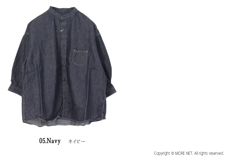 prit（プリット） prit 6ozデニム7分袖スタンドカラーシャツ P81615 