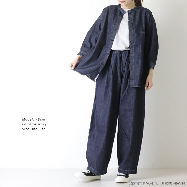 prit（プリット） prit 6ozデニム7分袖スタンドカラーシャツ P81615