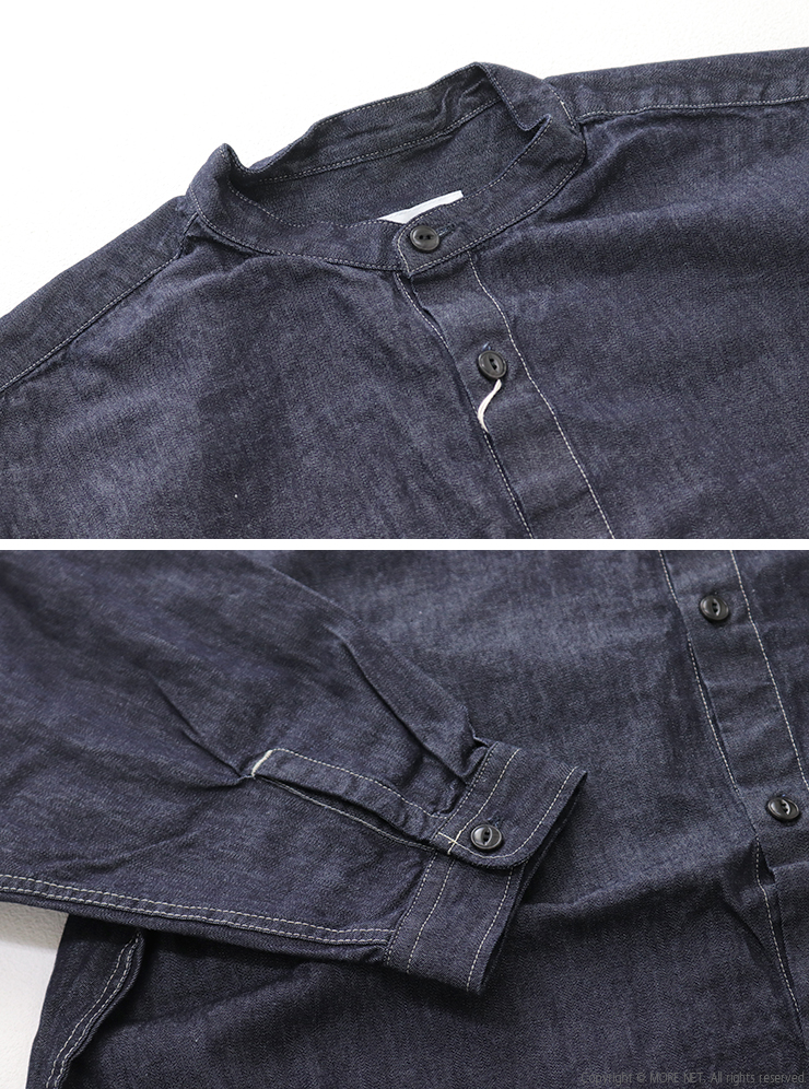 prit（プリット） prit 6ozデニム7分袖スタンドカラーシャツ P81615 