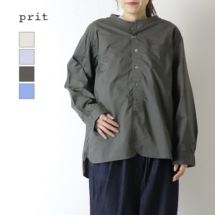 prit（プリット） prit 80/1タイプライターバンドカラーシャツ P81638