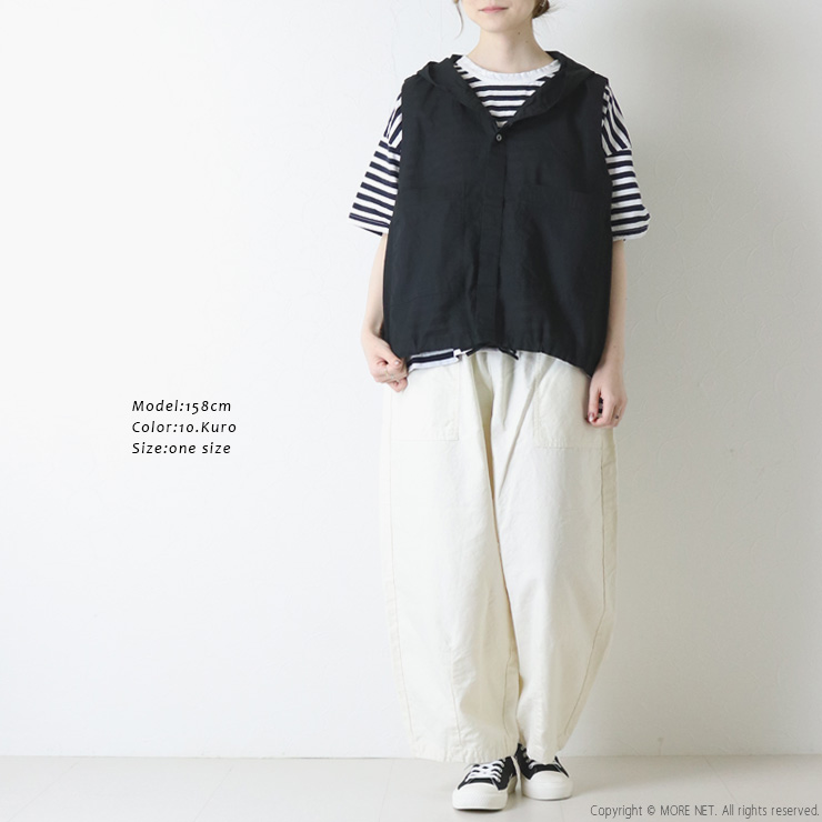 prit（プリット） prit 30/1綿麻ローンフーディーベスト P82607 ジレ
