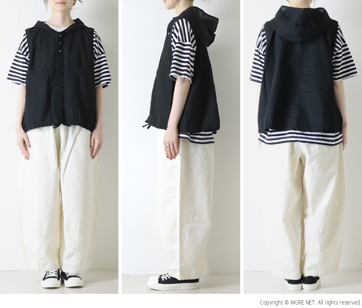 prit（プリット） prit 30/1綿麻ローンフーディーベスト P82607 ジレ