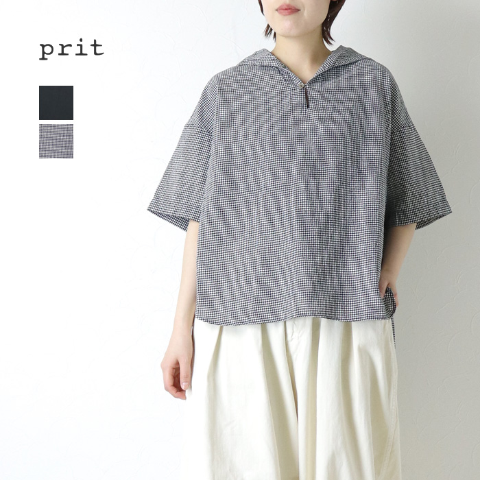 prit（プリット） 綿麻平織5分袖セーラーカラープルオーバー P82609
