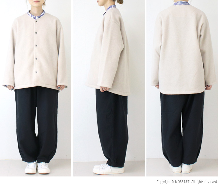 prit（プリット） ウール混ノーカラージャケット P90616 無地 アウター