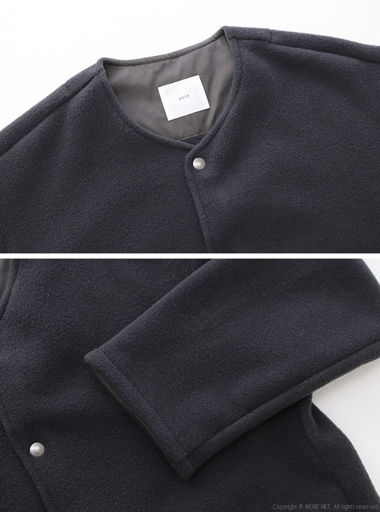 prit（プリット） ウール混ノーカラージャケット P90616 無地 アウター