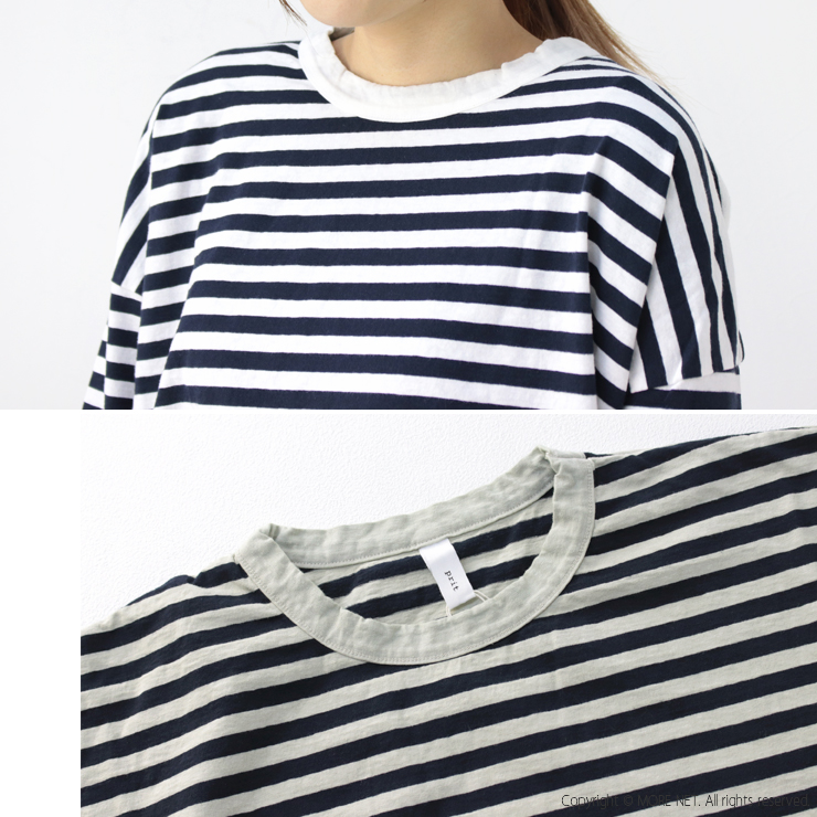 プリット prit 30/1リサイクルムラ糸天竺ボーダー7分袖ワイドTシャツ P91573 日本製 トップス カットソー レディース 2025春夏 | prit | 09
