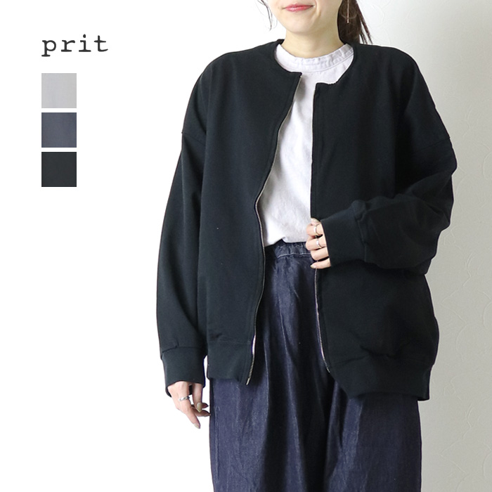 prit（プリット） prit 40/1DEPENDランダムミニ裏毛ZIPブルゾン P91600