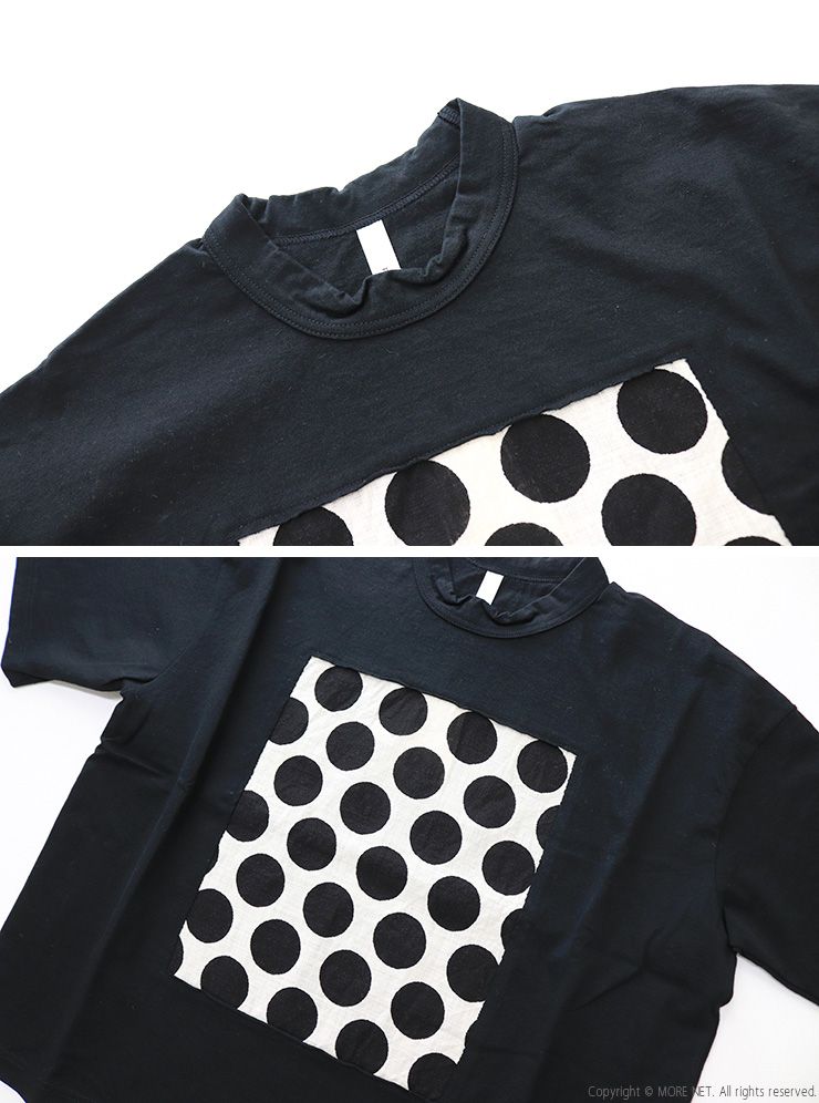 prit（プリット） 空紡天竺×ムラ糸プリント 5分袖フレームTシャツ