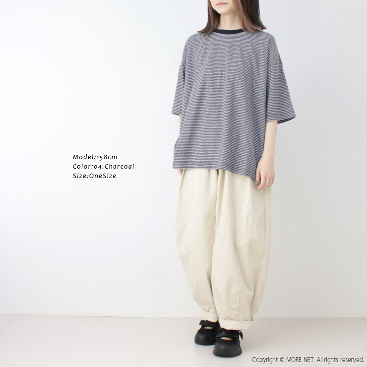 プリット prit 24/1マルチボーダー5分袖クルーネックワイドTシャツ P92540 日本製 半袖 カットソー トップス レディース 2025春夏 | prit | 06