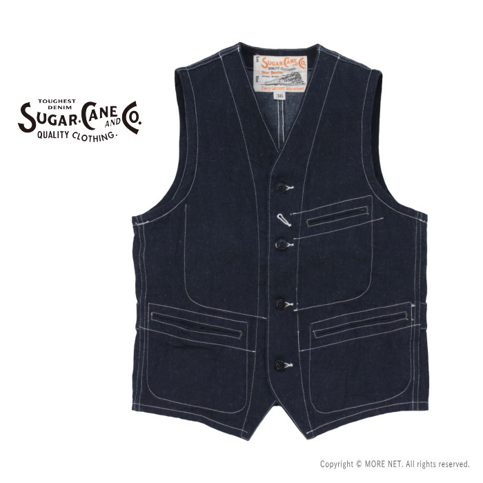 シュガーケーン SUGAR CANE 11ozブルーデニムワークベスト SC15702 メンズ 日本製 | SUGAR CANE