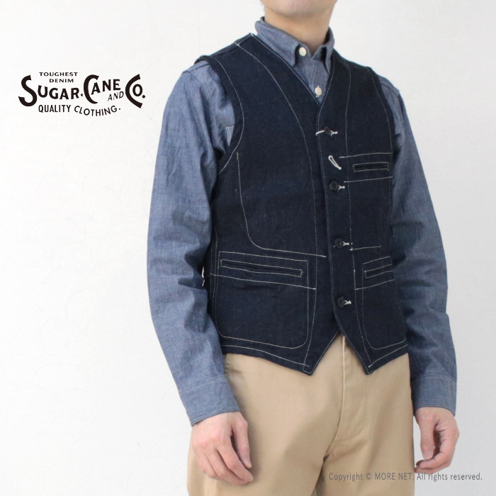 シュガーケーン SUGAR CANE 11ozブルーデニムワークベスト SC15702 メンズ 日本製 | SUGAR CANE | 03