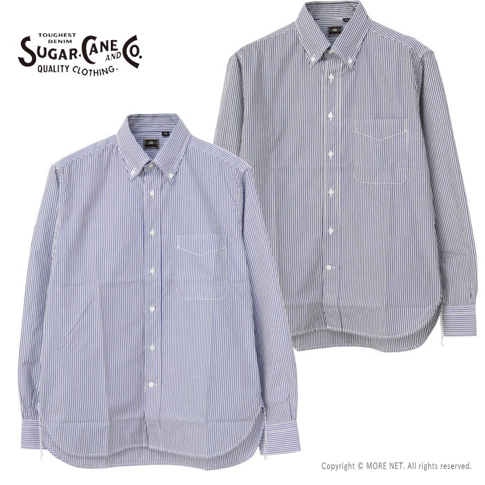 シュガーケーン SUGAR CANE ストライプボタンダウンシャツ SC29067 メンズ 日本製 長袖｜more-net2