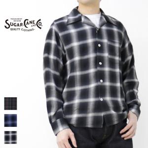 シュガーケーン SUGAR CANE レーヨンオンブレーチェックオープンシャツ SC29120 メン...