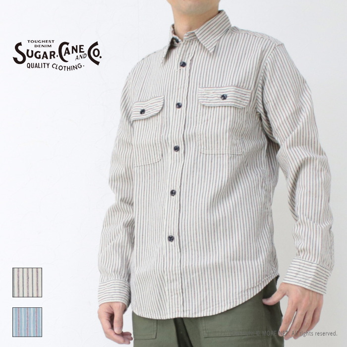 シュガーケーン SUGAR CANE ドビーストライプワークシャツ SC29146 メンズ 日本製 長袖 2025春夏 | SUGAR CANE | 01