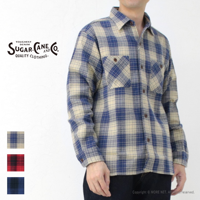 シュガーケーン SUGAR CANE ツイルチェックワークシャツ SC29358 メンズ 日本製 長袖 ネル | SUGAR CANE | 02