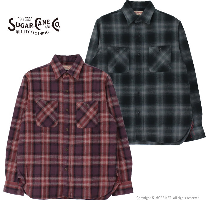 シュガーケーン SUGAR CANE ツイルチェックワークシャツ SC29359 メンズ 日本製 長袖 ネル | SUGAR CANE