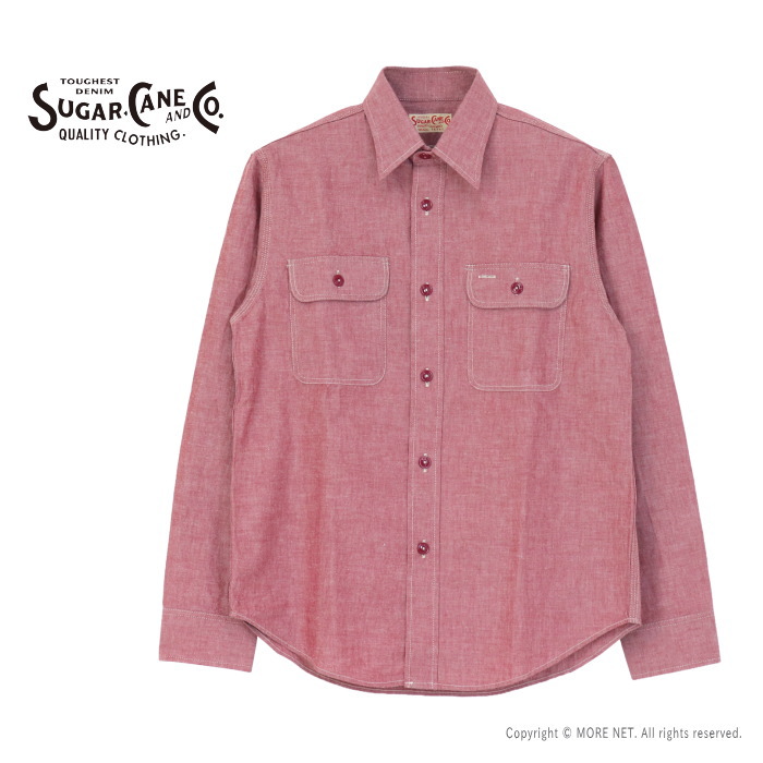 SUGAR CANE シュガーケーン レッドシャンブレーワークシャツ SC29682