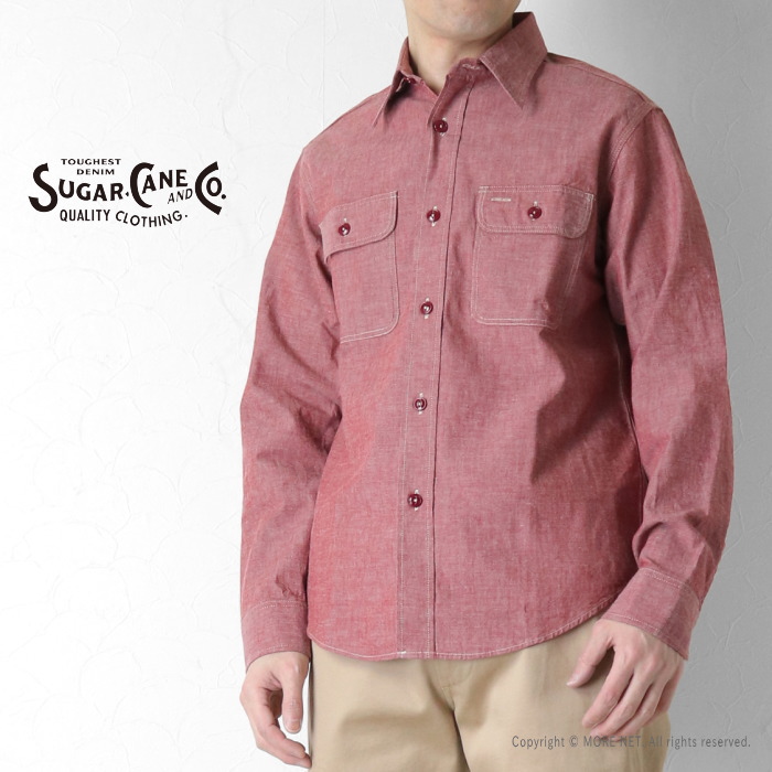 SUGAR CANE シュガーケーン レッドシャンブレーワークシャツ SC29682
