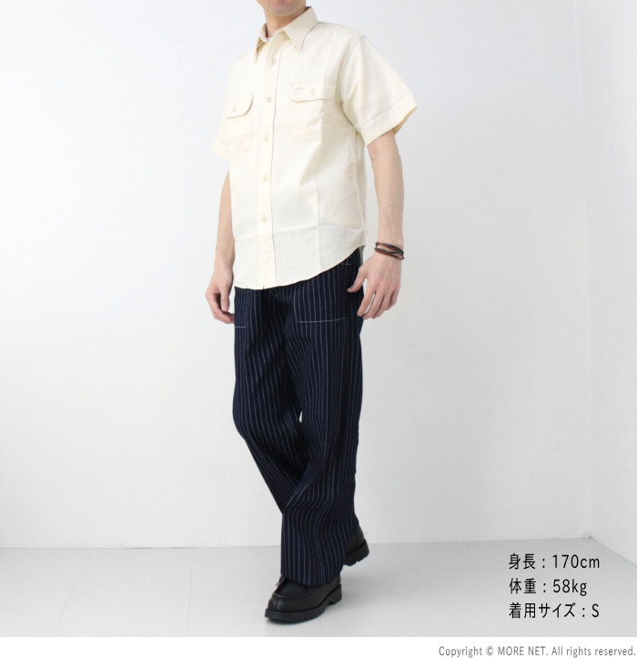 シュガーケーン SUGAR CANE ホワイトシャンブレーワークシャツ SC37942 メンズ 日本製 半袖 ナチュラル 生成り 2024春夏｜more-net2｜08