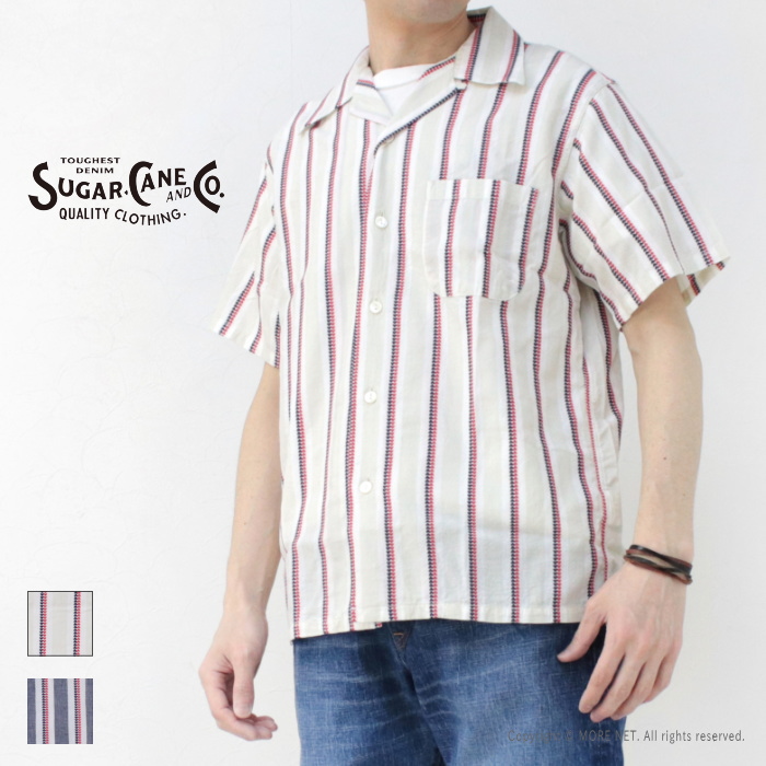 シュガーケーン SUGAR CANE ハートストライプ オープンシャツ SC39119 メンズ 日本...