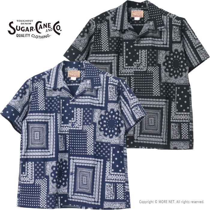 シュガーケーン SUGAR CANE ネイティブアメリカンバンダナ パッチワークプリント オープンシャツ SC39465 メンズ 日本製 半袖 開襟 | STUDIO D'ARTISAN