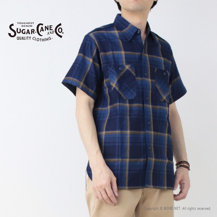 シュガーケーン SUGAR CANE インディゴチェックワークシャツ SC39518 メンズ 日本製 半袖 2025春夏 | SUGAR CANE | 03