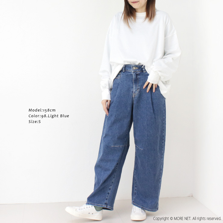 サムシング SOMETHING タックカーブテーパードパンツ HANA SEA880 ボトムス デニム ジーンズ ワイド ハナ 日本製 レディース 2025春夏 | SOMETHING | 04
