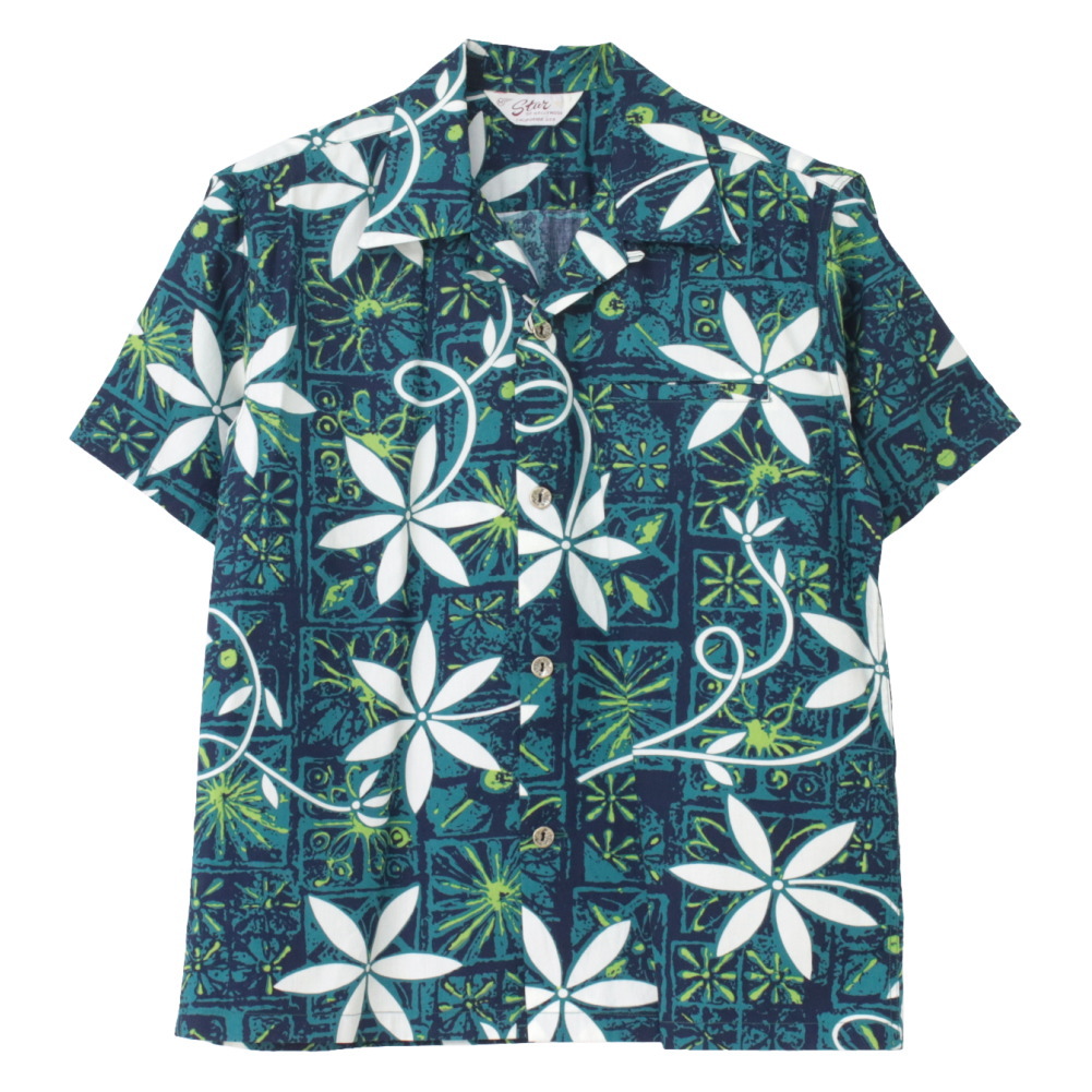STAR OF HOLLYWOOD スターオブハリウッド 半袖|タイプライター|オープンカラーシャツ| 25Model『BLUE HAWAII OPEN SHIRT』【洋柄・アロハ】SH39493 FIRST AMERICAN TRADERS スターオブハリウッド STAR OF HOLLYWOOD
