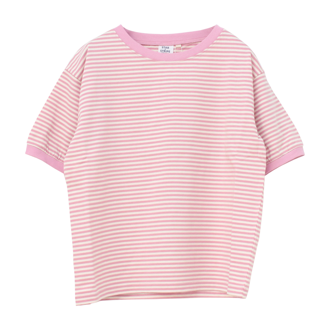 スターアンドストライプ STAR&STRIPE ボーダーリンガーTシャツ SSMD-028 半袖 リブ カットソー レディース 2025春夏/メール便可 | STAR&STRIPE | 01