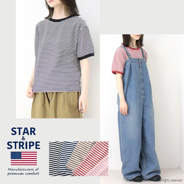 スターアンドストライプ STAR&STRIPE ボーダーリンガーTシャツ SSMD-028 半袖 リブ カットソー レディース 2025春夏/メール便可 | STAR&STRIPE | 07