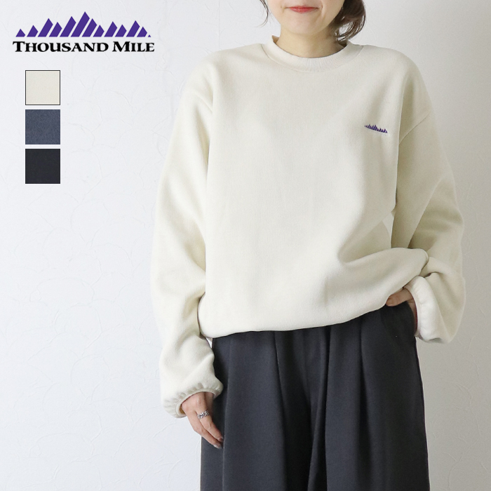 サウザンドマイル THOUSAND MILE ニットフリースクルーネックプルオーバー TM252KF00140 長袖 ロゴ スウェットライク レディース THOUSAND MILE（サウザンドマイル） ニットフリースクルーネックプル
