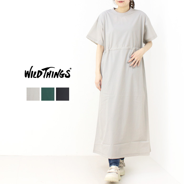 ワイルドシングス WILD THINGS ラックスワンピース/LAX ONEPIECE WTL25023AD トップス 半袖 無地 ロング丈 レディース 2025春夏 /返品・交換不可/SALE セール | WILD THINGS