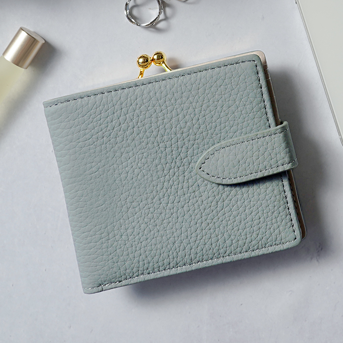 二つ折り財布 がま口 ブランド 使いやすい 小さい バイカラー レディース 本革 ラシエム ミニ財布