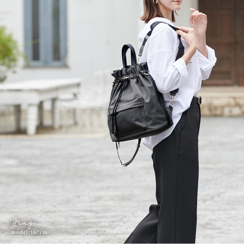 巾着バッグ ショルダー ショルダーバッグ レディース 4way 斜めがけ ナイロン 軽量 大容量 30代 40代 50代 ラシエム | LASIEM | 17