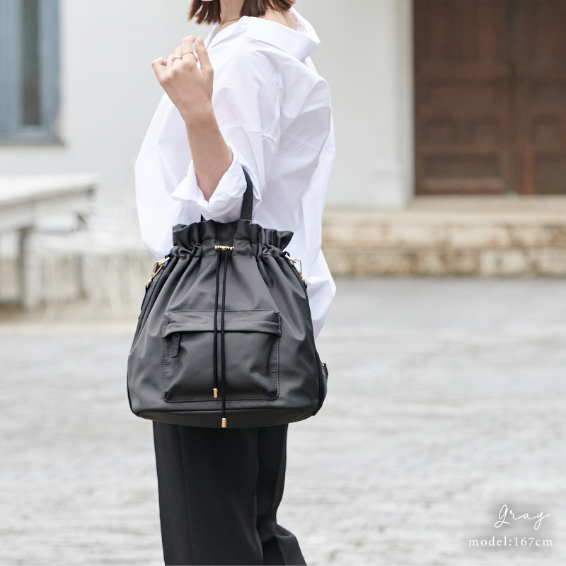 巾着バッグ ショルダー ショルダーバッグ レディース 4way 斜めがけ ナイロン 軽量 大容量 30代 40代 50代 ラシエム | LASIEM | 18