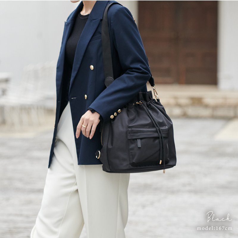 巾着バッグ ショルダー ショルダーバッグ レディース 4way 斜めがけ ナイロン 軽量 大容量 30代 40代 50代 ラシエム | LASIEM | 20